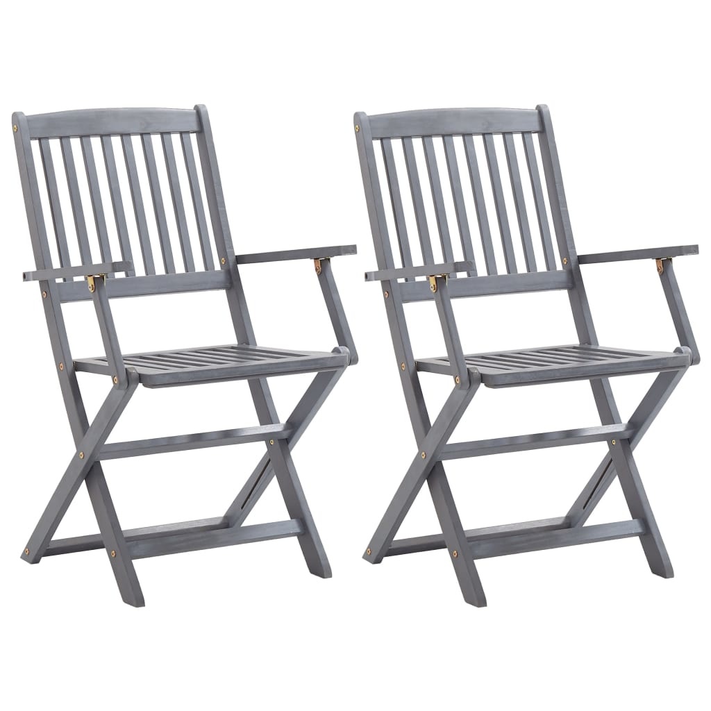 VidaXL Tuinstoelen 2 st inklapbaar met kussens massief acaciahout