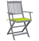 VidaXL Tuinstoelen 2 st inklapbaar met kussens massief acaciahout
