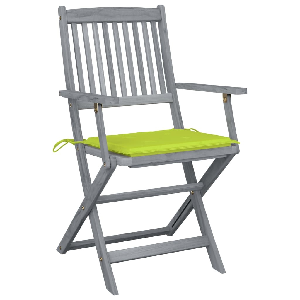 VidaXL Tuinstoelen 2 st inklapbaar met kussens massief acaciahout
