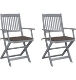 VidaXL Tuinstoelen inklapbaar 2 st met kussens massief acaciahout