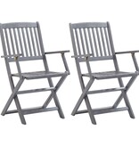 VidaXL Tuinstoelen inklapbaar 2 st met kussens massief acaciahout