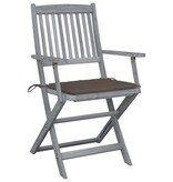 VidaXL Tuinstoelen inklapbaar 2 st met kussens massief acaciahout