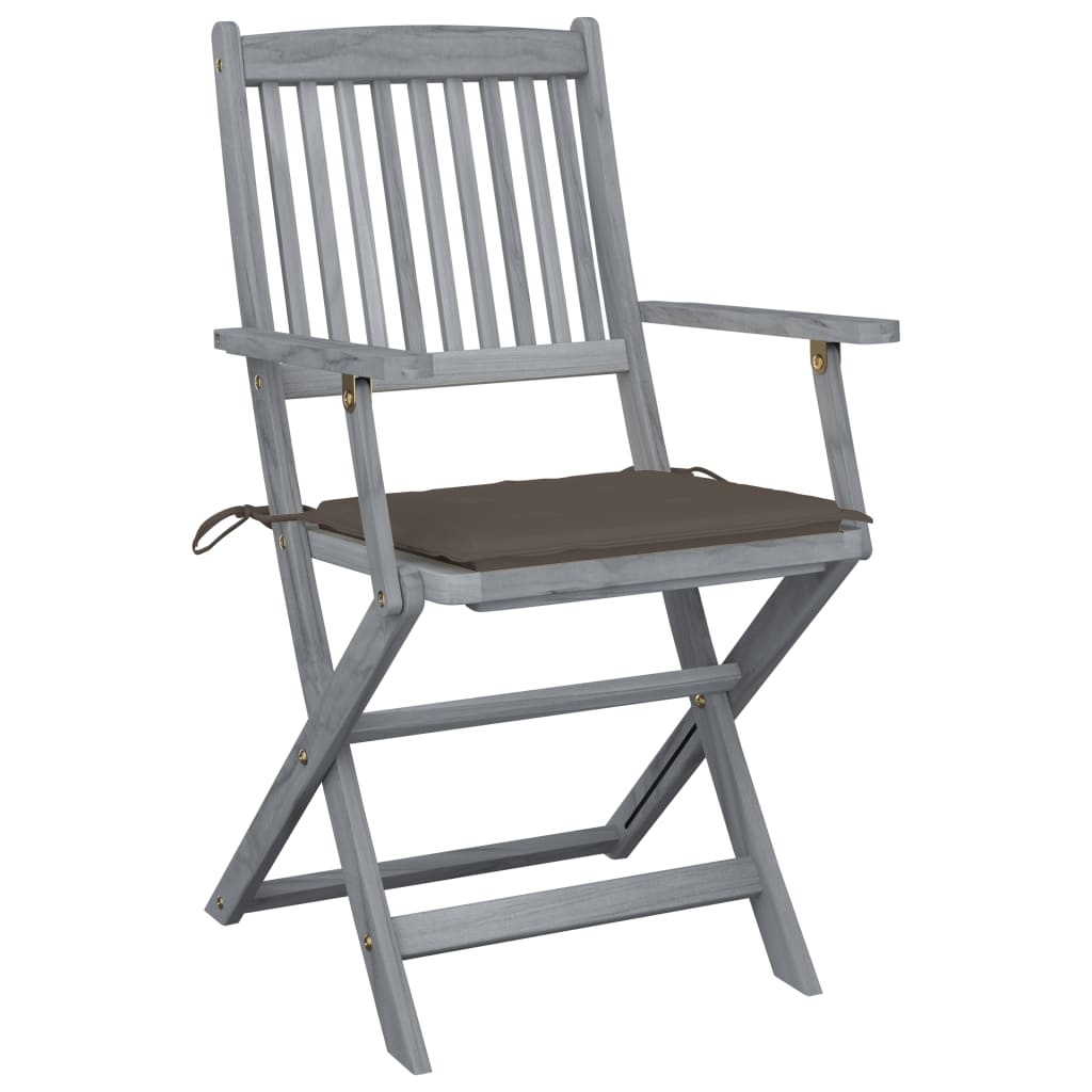 VidaXL Tuinstoelen inklapbaar 2 st met kussens massief acaciahout