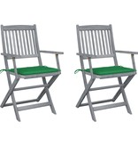VidaXL Tuinstoelen inklapbaar 2 st met kussens massief acaciahout