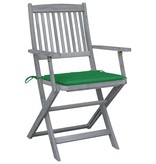 VidaXL Tuinstoelen inklapbaar 2 st met kussens massief acaciahout