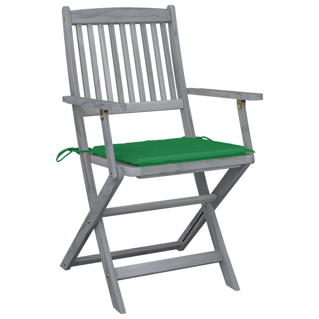 VidaXL Tuinstoelen inklapbaar 2 st met kussens massief acaciahout