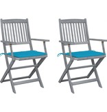VidaXL Tuinstoelen inklapbaar 2 st met kussens massief acaciahout