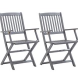 VidaXL Tuinstoelen inklapbaar 2 st met kussens massief acaciahout