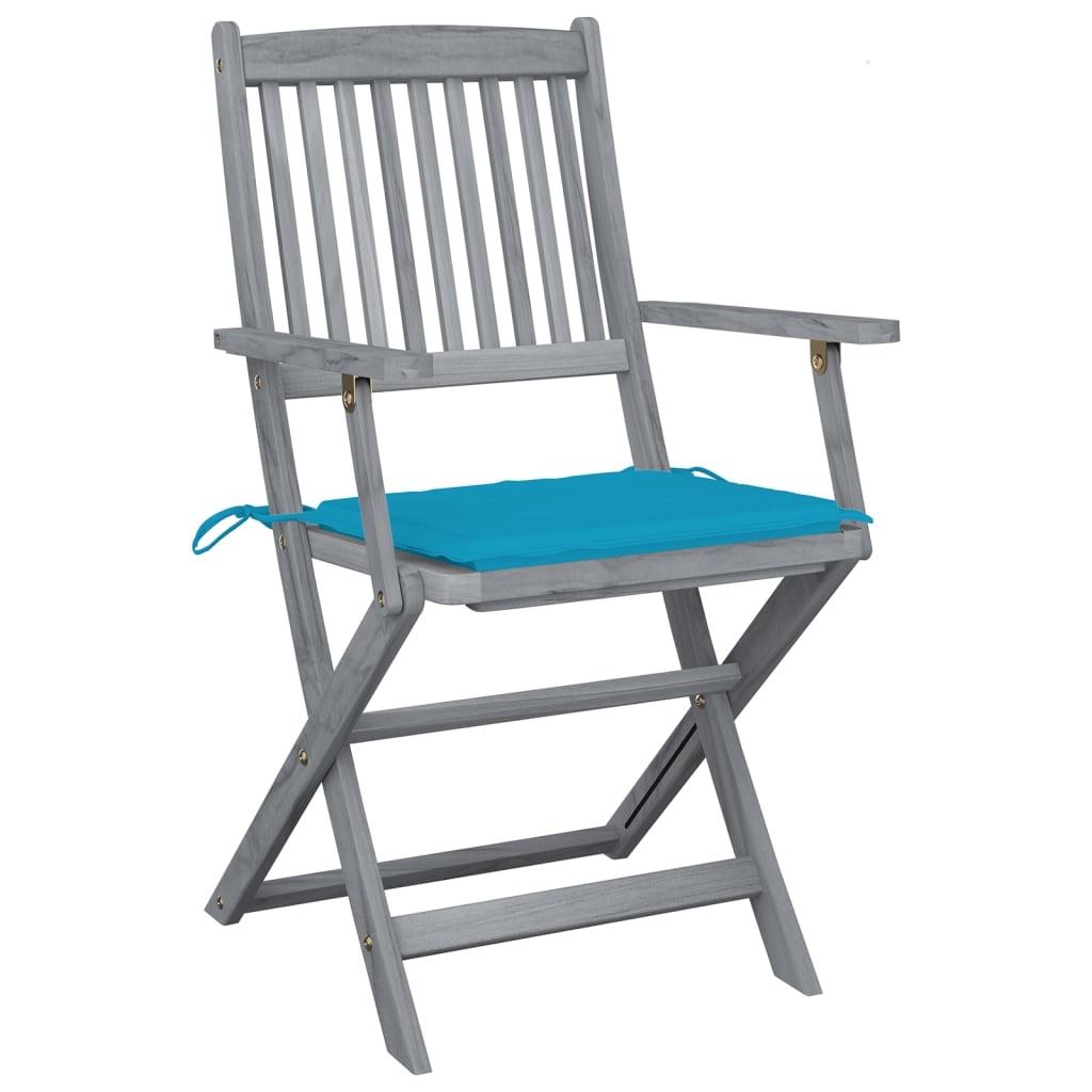 VidaXL Tuinstoelen inklapbaar 2 st met kussens massief acaciahout