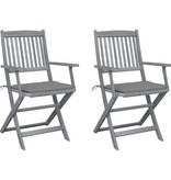 VidaXL Tuinstoelen inklapbaar 2 st met kussens massief acaciahout
