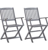 VidaXL Tuinstoelen inklapbaar 2 st met kussens massief acaciahout