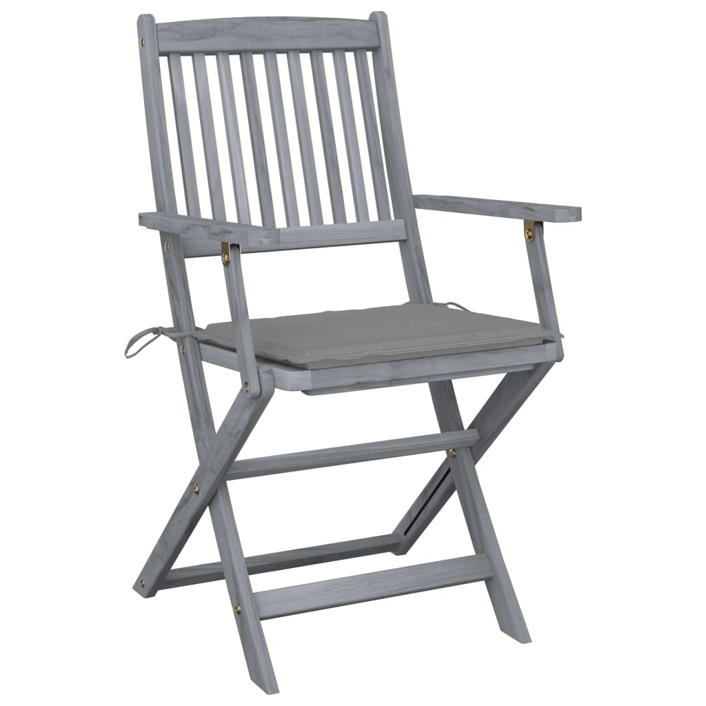 VidaXL Tuinstoelen inklapbaar 2 st met kussens massief acaciahout