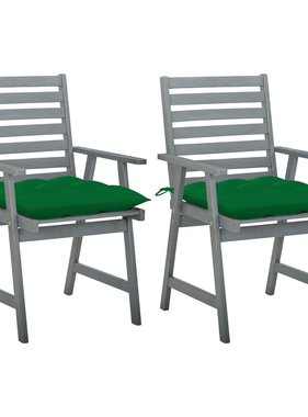 VidaXL Tuinstoelen 2 st met kussens massief acaciahout
