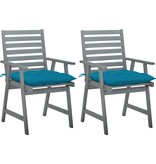 VidaXL Tuinstoelen 2 st met kussens massief acaciahout