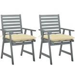 VidaXL Tuinstoelen 2 st met kussens massief acaciahout