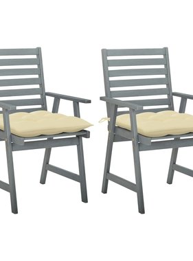 VidaXL Tuinstoelen 2 st met kussens massief acaciahout