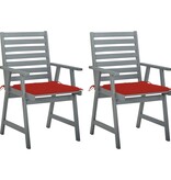 VidaXL Tuinstoelen 2 st met kussens massief acaciahout