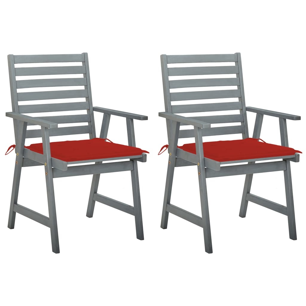 VidaXL Tuinstoelen 2 st met kussens massief acaciahout