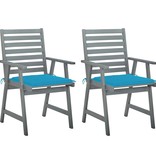 VidaXL Tuinstoelen 2 st met kussens massief acaciahout