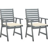 VidaXL Tuinstoelen 2 st met kussens massief acaciahout