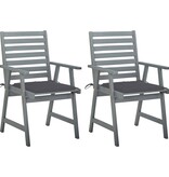 VidaXL Tuinstoelen 2 st met kussens massief acaciahout