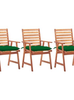 VidaXL Tuinstoelen 3 st met kussens massief acaciahout