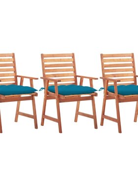 VidaXL Tuinstoelen 3 st met kussens massief acaciahout