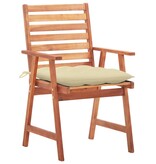 VidaXL Tuinstoelen 3 st met kussens massief acaciahout