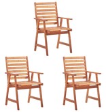 VidaXL Tuinstoelen 3 st met kussens massief acaciahout