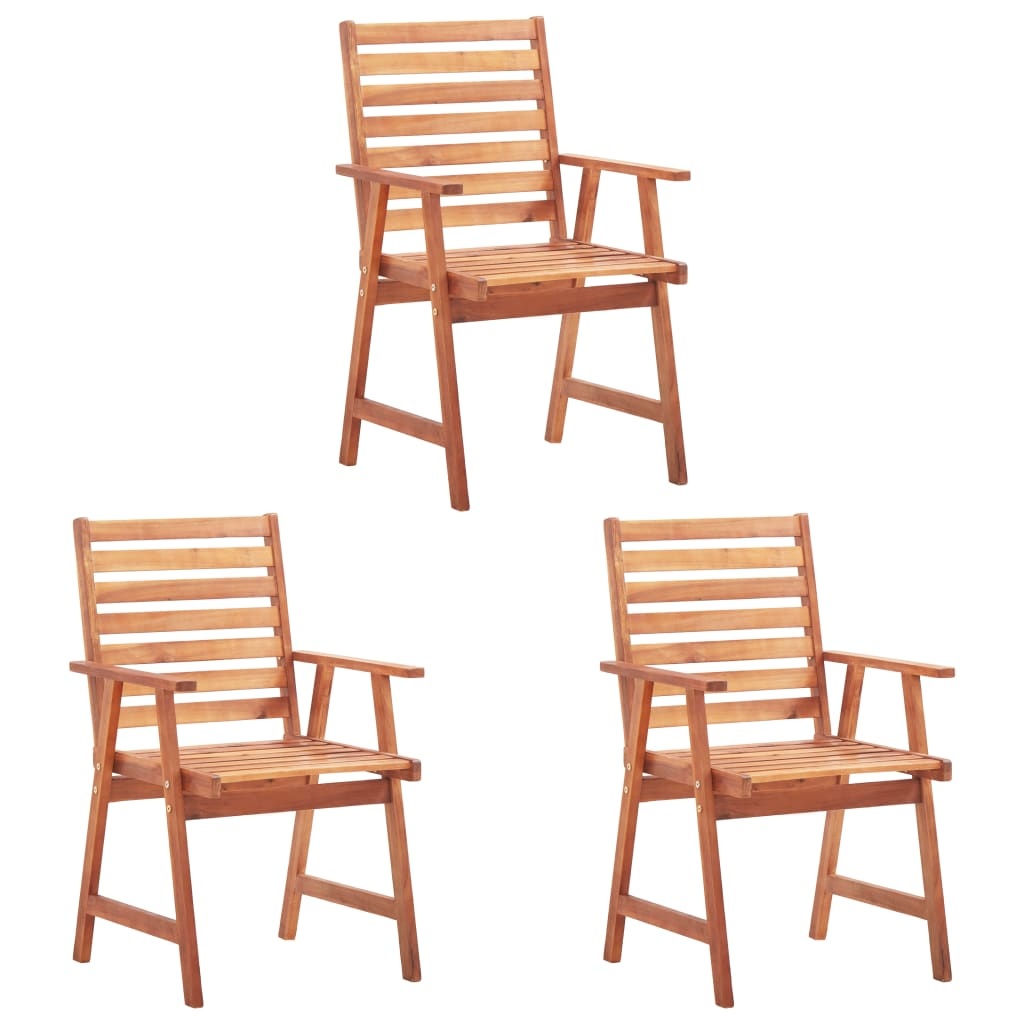 VidaXL Tuinstoelen 3 st met kussens massief acaciahout
