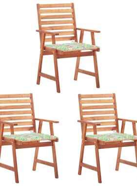 VidaXL Tuinstoelen 3 st met kussens massief acaciahout