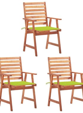 VidaXL Tuinstoelen 3 st met kussens massief acaciahout