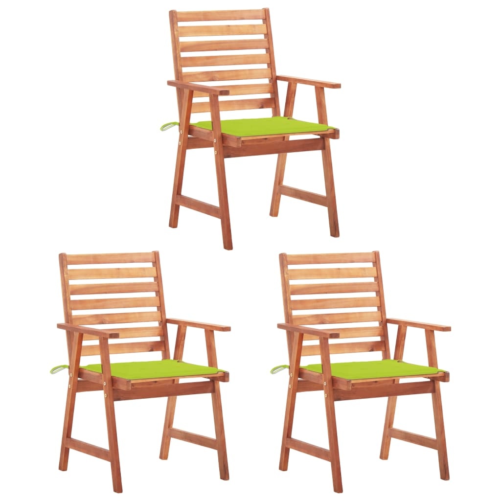 VidaXL Tuinstoelen 3 st met kussens massief acaciahout