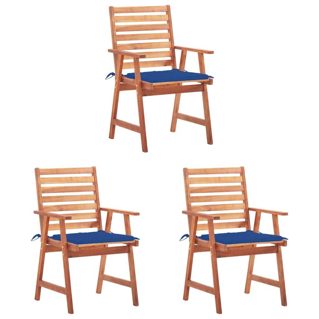 VidaXL Tuinstoelen 3 st met kussens massief acaciahout