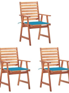 VidaXL Tuinstoelen 3 st met kussens massief acaciahout