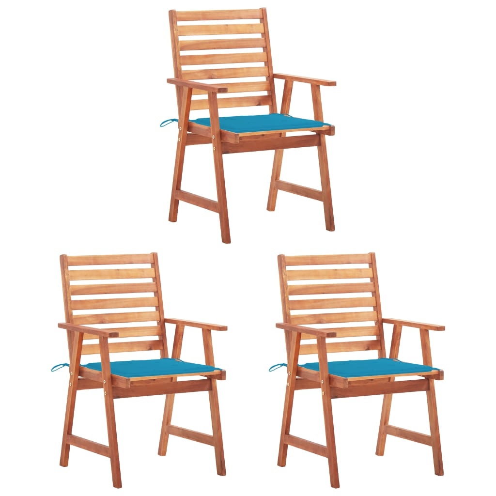 VidaXL Tuinstoelen 3 st met kussens massief acaciahout