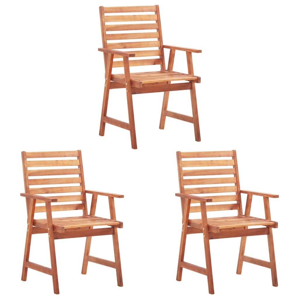 VidaXL Tuinstoelen 3 st met kussens massief acaciahout