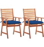 VidaXL Tuinstoelen 2 st met kussens massief acaciahout