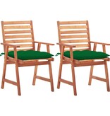 VidaXL Tuinstoelen 2 st met kussens massief acaciahout