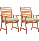 VidaXL Tuinstoelen 2 st met kussens massief acaciahout