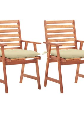 VidaXL Tuinstoelen 2 st met kussens massief acaciahout