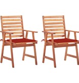 VidaXL Tuinstoelen 2 st met kussens massief acaciahout