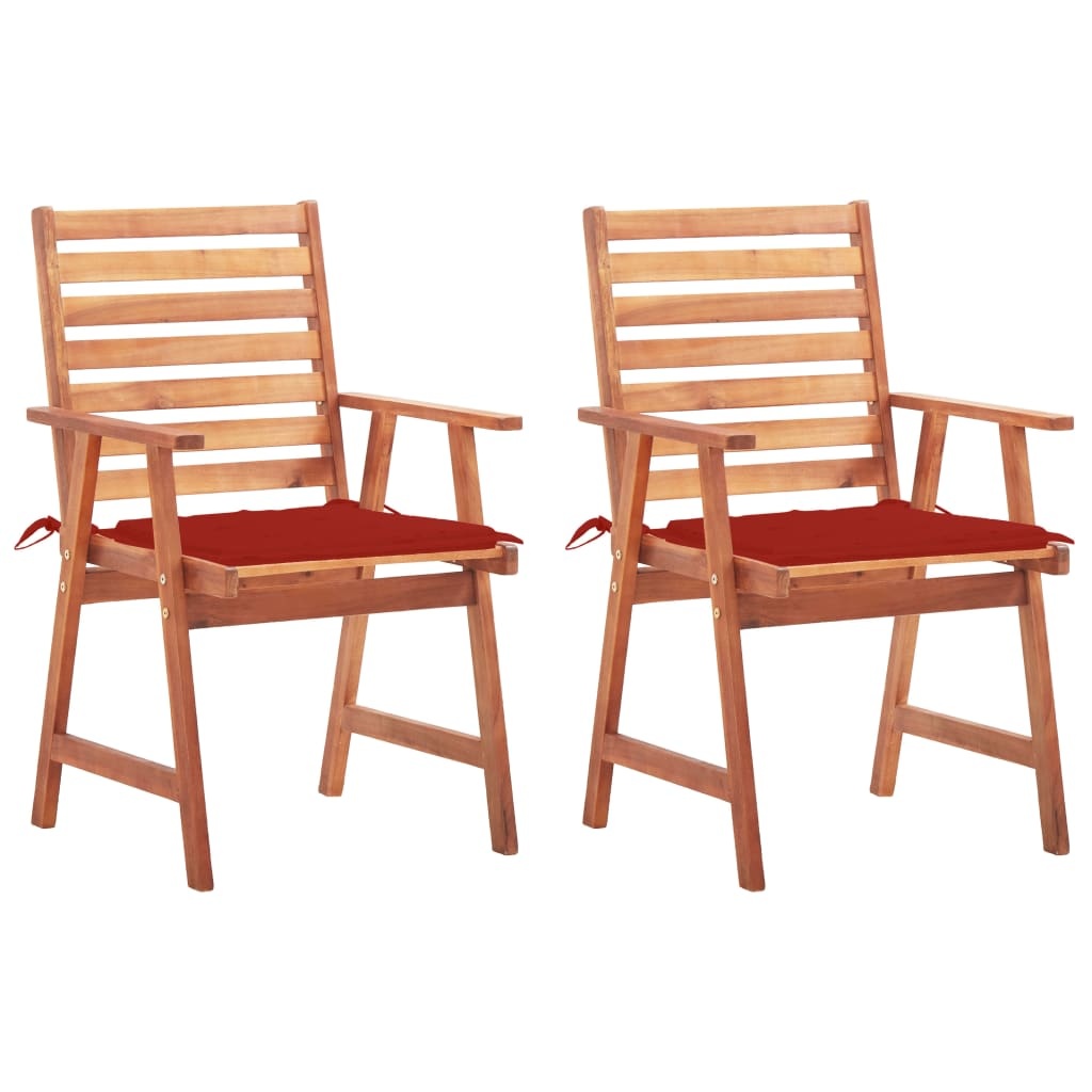 VidaXL Tuinstoelen 2 st met kussens massief acaciahout