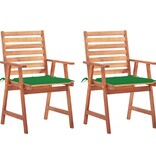 VidaXL Tuinstoelen 2 st met kussens massief acaciahout