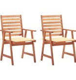 VidaXL Tuinstoelen 2 st met kussens massief acaciahout