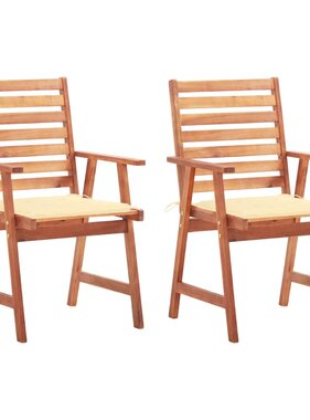 VidaXL Tuinstoelen 2 st met kussens massief acaciahout