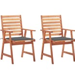 VidaXL Tuinstoelen 2 st met kussens massief acaciahout
