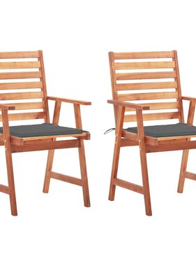 VidaXL Tuinstoelen 2 st met kussens massief acaciahout