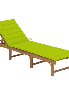 VidaXL Ligbed inklapbaar met kussen massief acaciahout