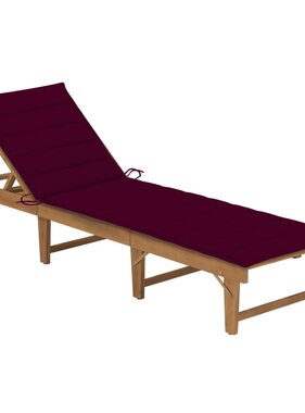 VidaXL Ligbed inklapbaar met kussen massief acaciahout